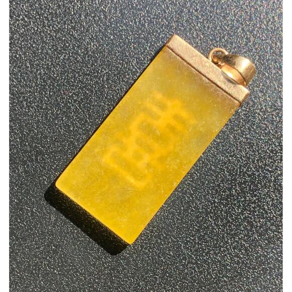 Vintage Honey Jade Yellow Happiness pendant - Picture 2 of 4